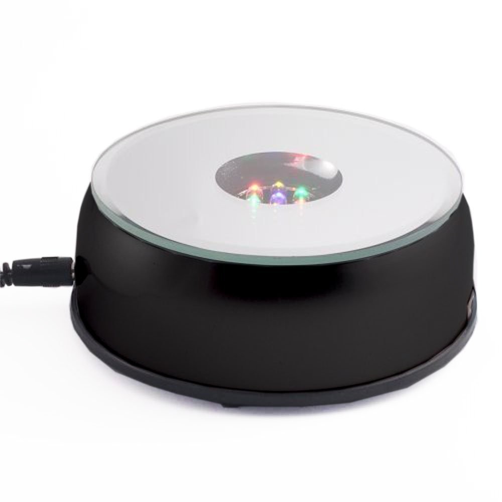 4 Inch Rotating LED Light Display Base with Adaptor, Black