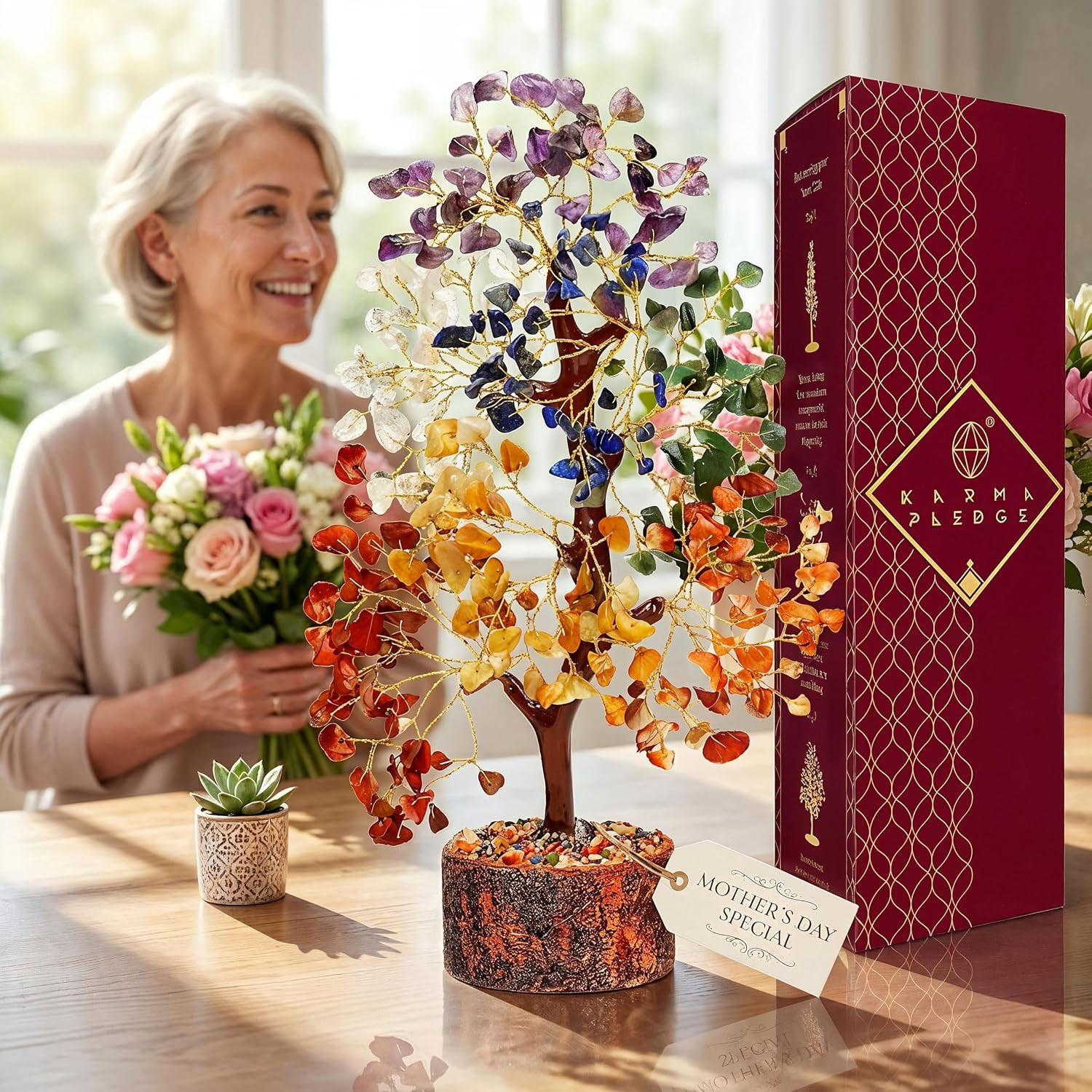Handmade 7 Chakra Crystal Tree of Life – Unique Birthday & Anniversary Gifts for