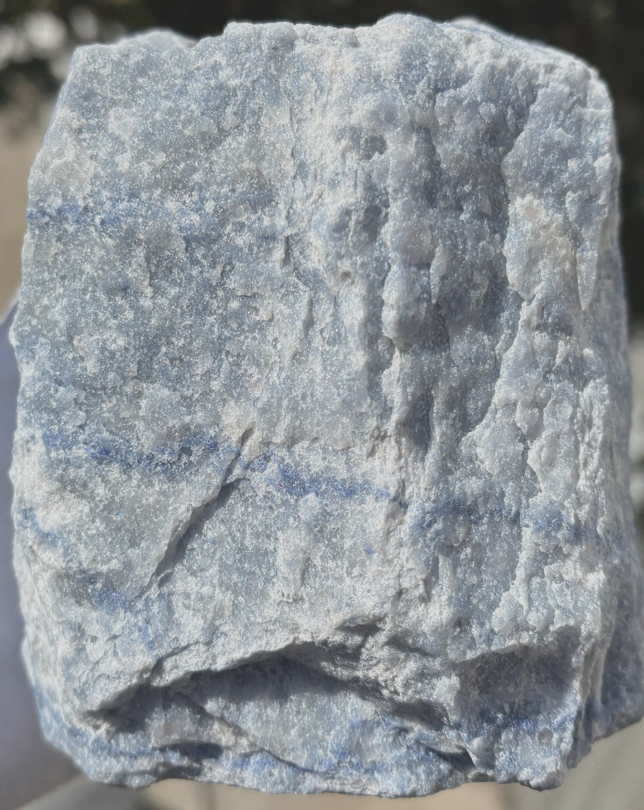 USA SALE 2.65LB BLUE QUARTZ VASE CONTAINER 4″x3.8″x3″ AVENTURINE PLANTER HOLDER