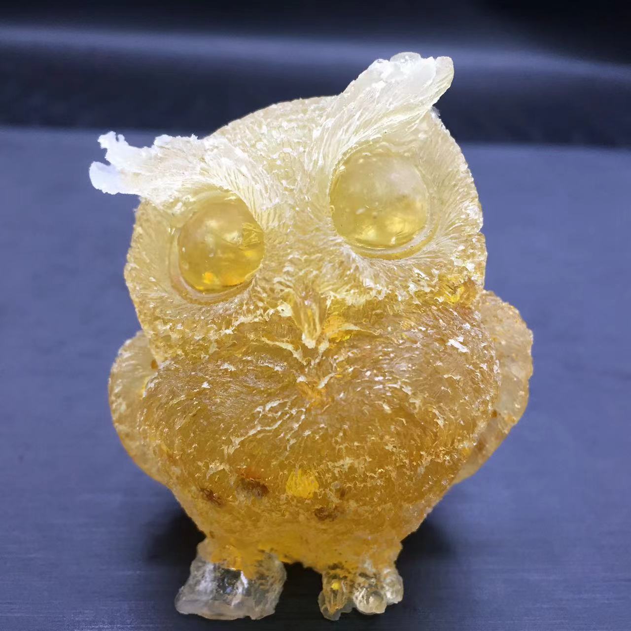Natural Citrine Crystal Chips Quartz Stone Gravel Resin Owl Healing Decorate 1Pc