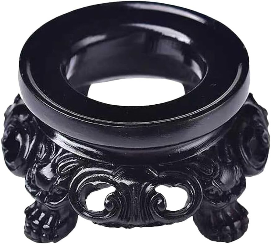 Black Wooden Display Stand for Crystal Sphere Quartz Ball Holder, Hollow Wood St