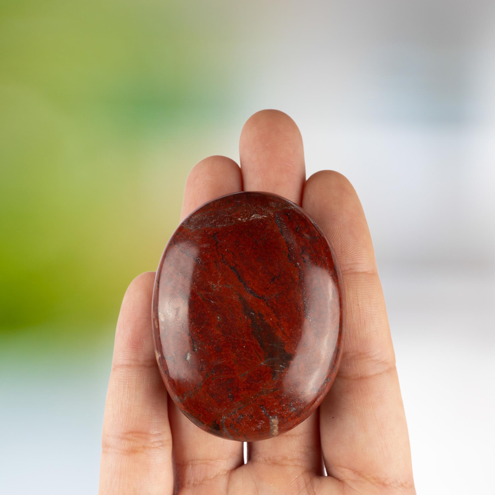Red Jasper Palm Stone Crystal – Natural Healing Stone for Anxiety Relief & Medit