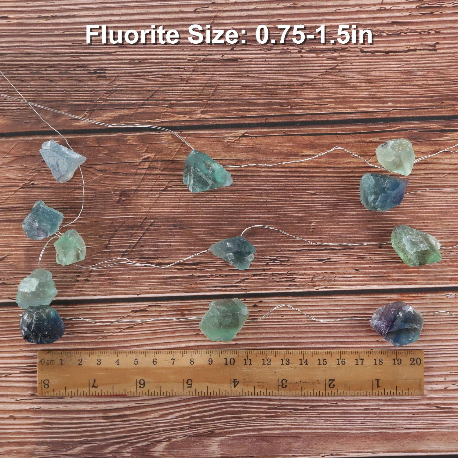 Natural Fluorite String Lights Raw Crystal Decorative Lights Healing Cluster Lit