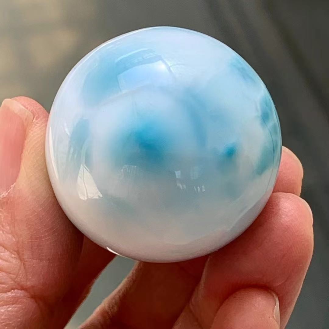 36mm Natural Larimar Gemstone sphere quartz polished ball Reiki energy