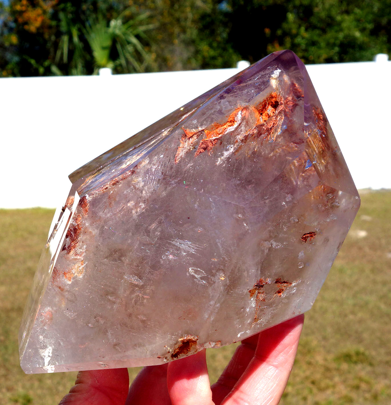 Amethyst Elestial ENHYDRO Water Bubble a RED CLAY Quartz Crystal Point For Sale