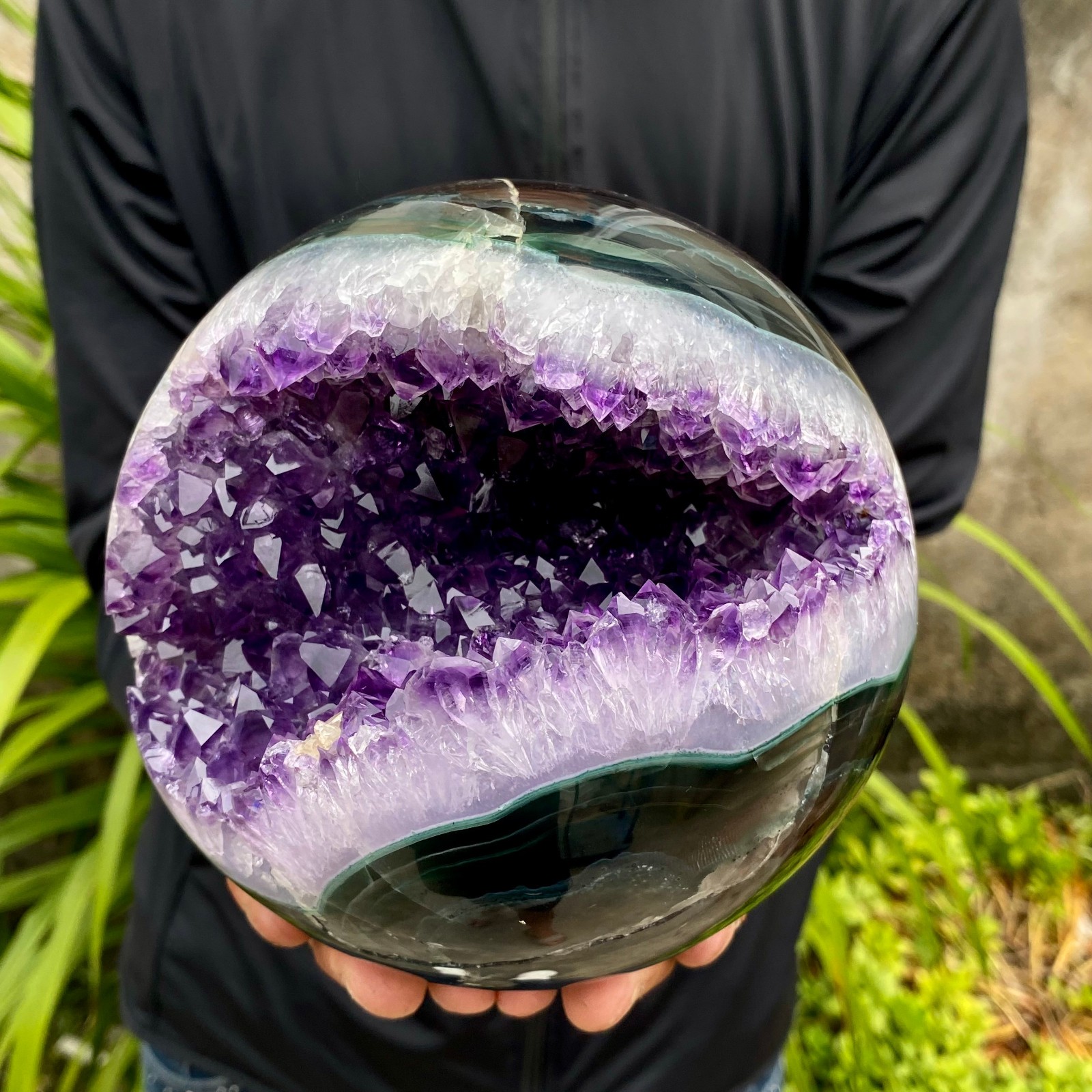 7.49LB Natural Amethyst Agate Ball Quartz Crystal Sphere reiki healing gem