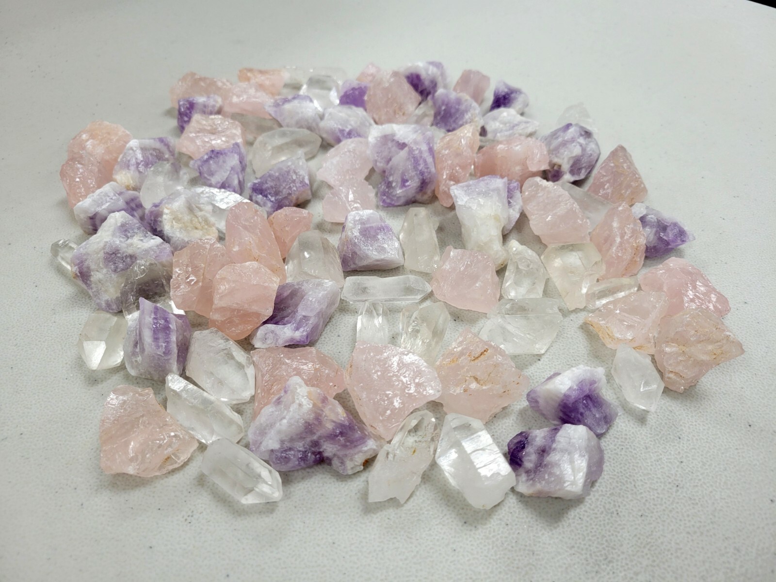 Rough Quartz Crystals Mix, Amethyst, Rose Quartz, Quartz Points Natural Gems