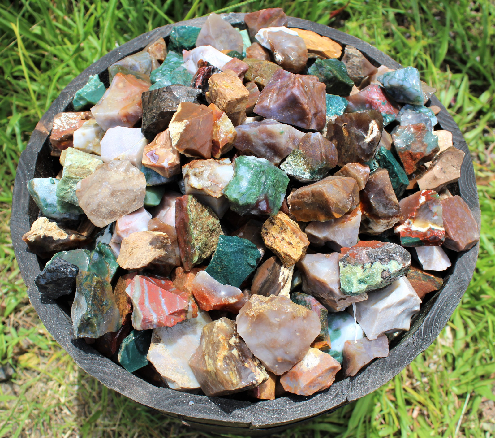 5 lb Lot Natural Rough Fancy Jasper, Raw Gemstone Cabbing Rock Multi color 80 oz