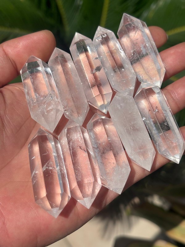 10pcs Natural 50mm Clear Quartz Crystal DT Point Double Terminated Wand