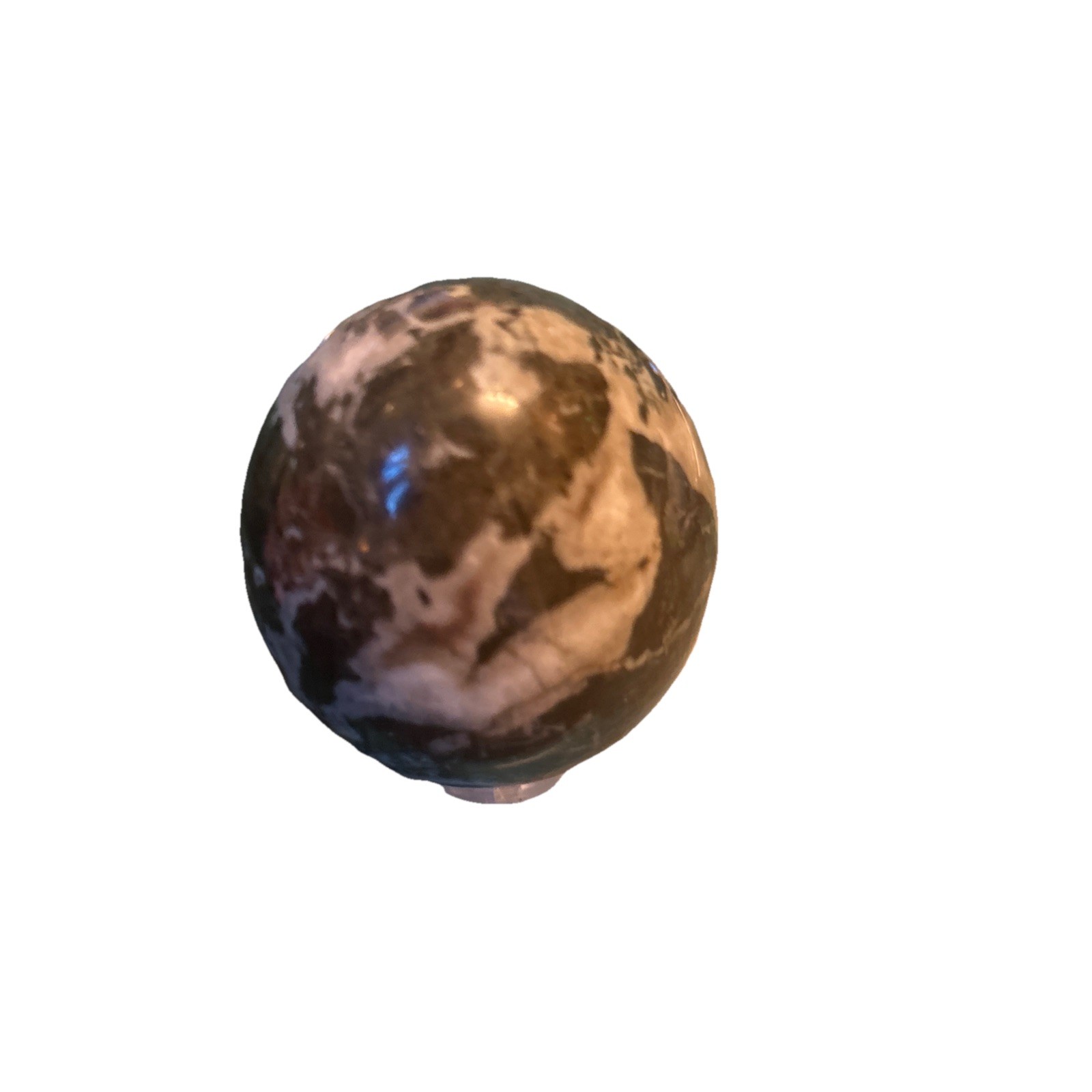 Egg Shaped Black, Gray and White Natural Marble Stone With Clear Stand