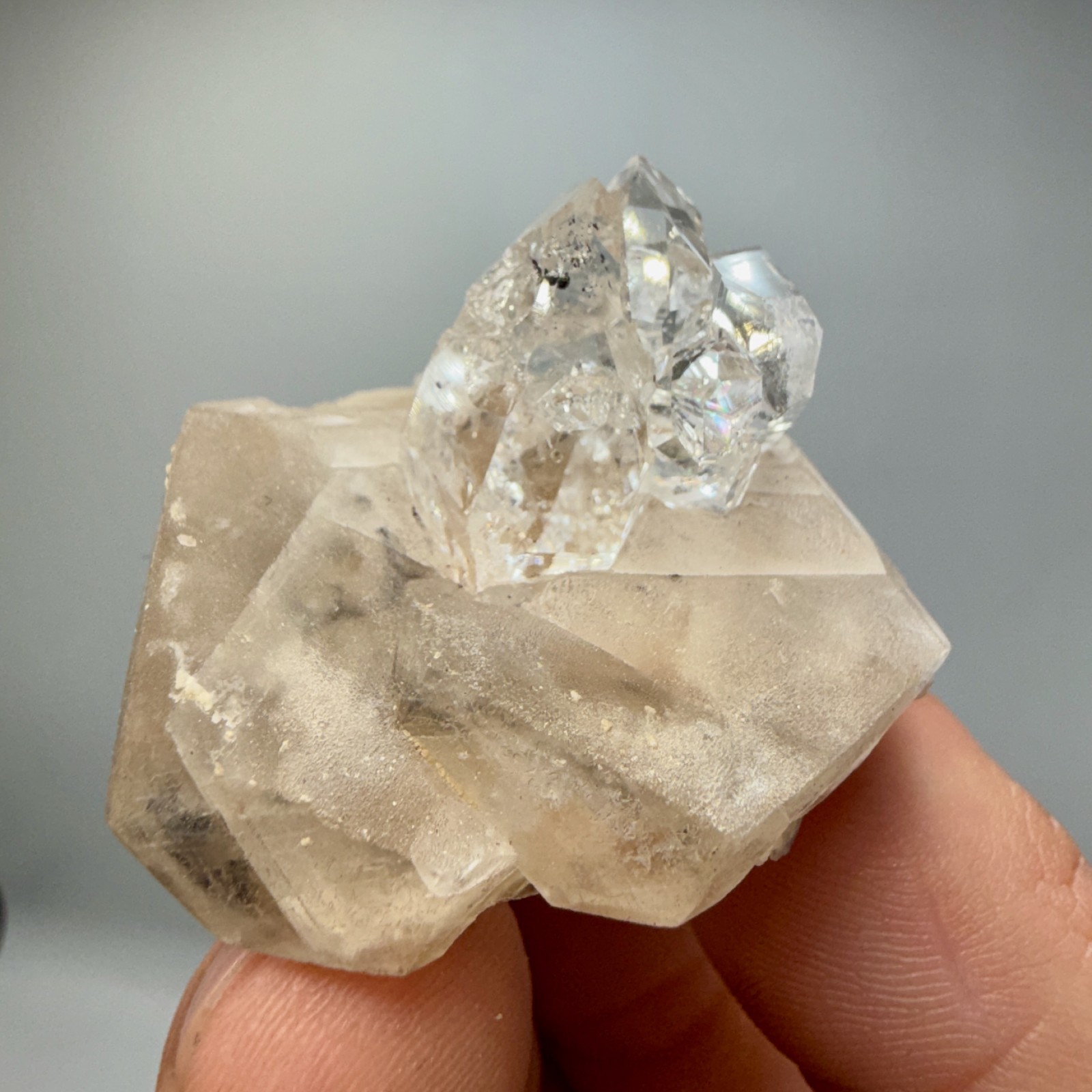 Herkimer Diamond Gem Cluster Perched on Calcite Crystals, Unique + 100% Natural!