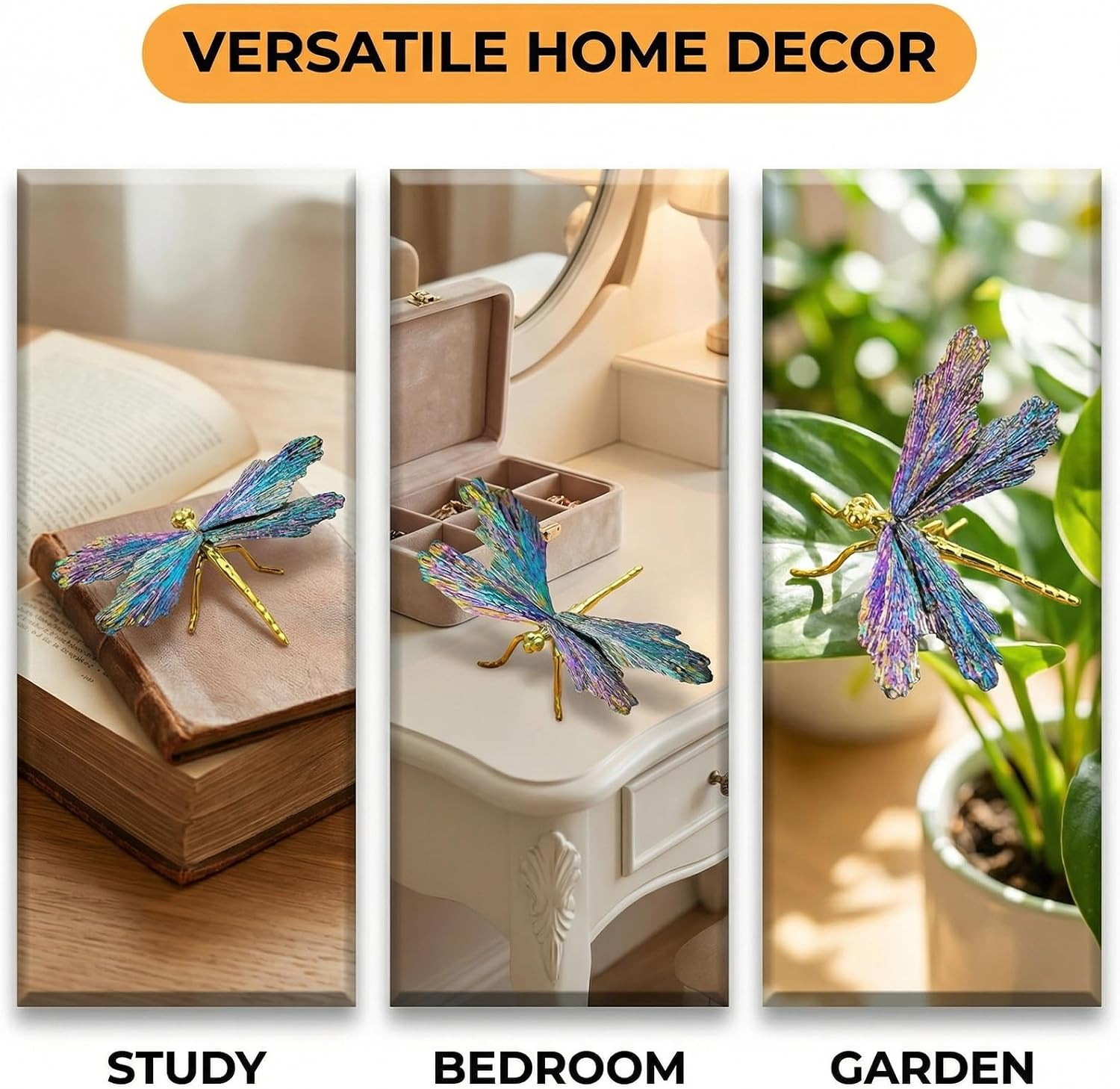 Dragonfly Statue Natural Electroplated Tourmaline Dragonfly Decor Collection Nat