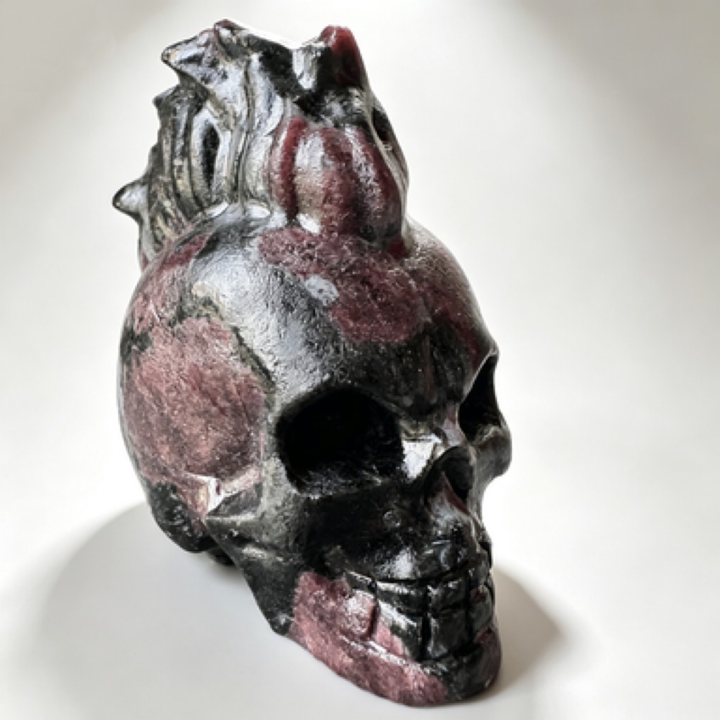 Natural Garnet Skull Figurine Fine Carved Polished Crystal Desk Decor Unique Gif