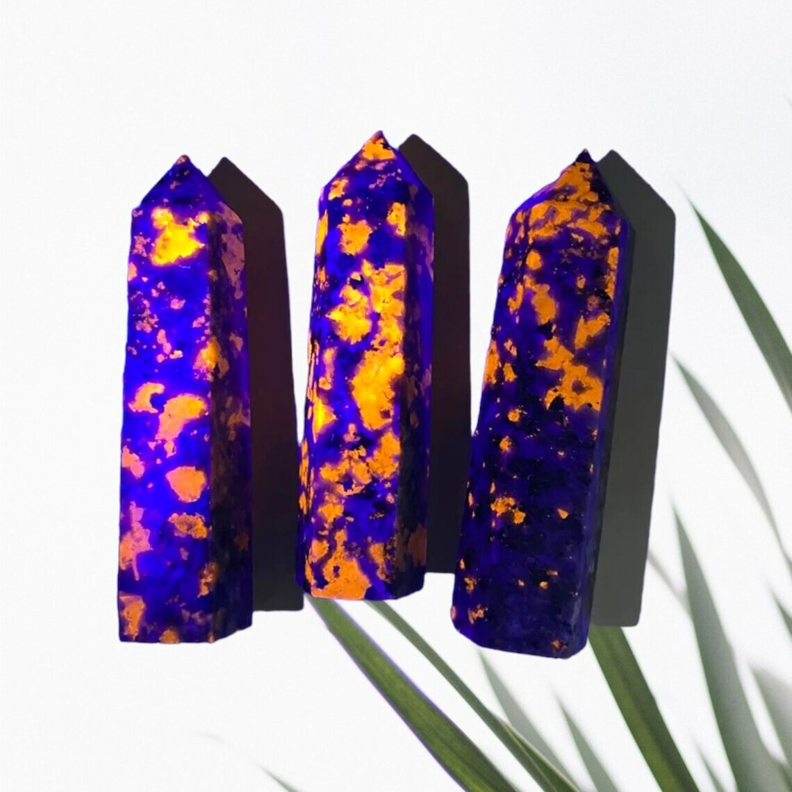 Natural Yooperlite Crystal Obelisk Tower Vibrant UV Reactive Quartz Collector