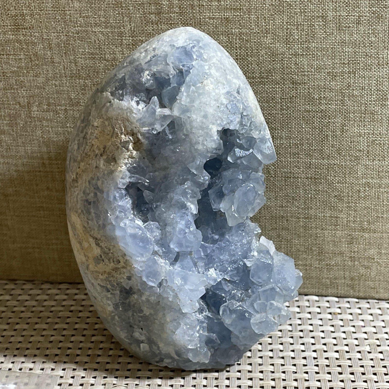 1038g Celestite Crystal Natural Sky Blue Geode Cluster – Rough Stone Crystal