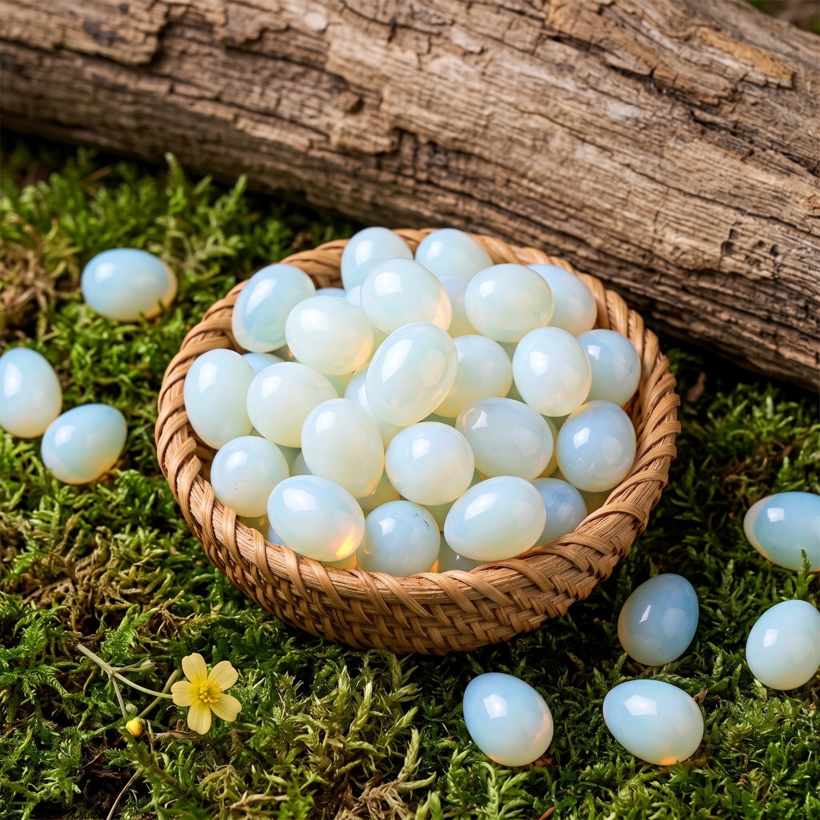 Natural Opalite Mini Egg Tumbled Stone Polished Palm Worry Stone Chakra Healing