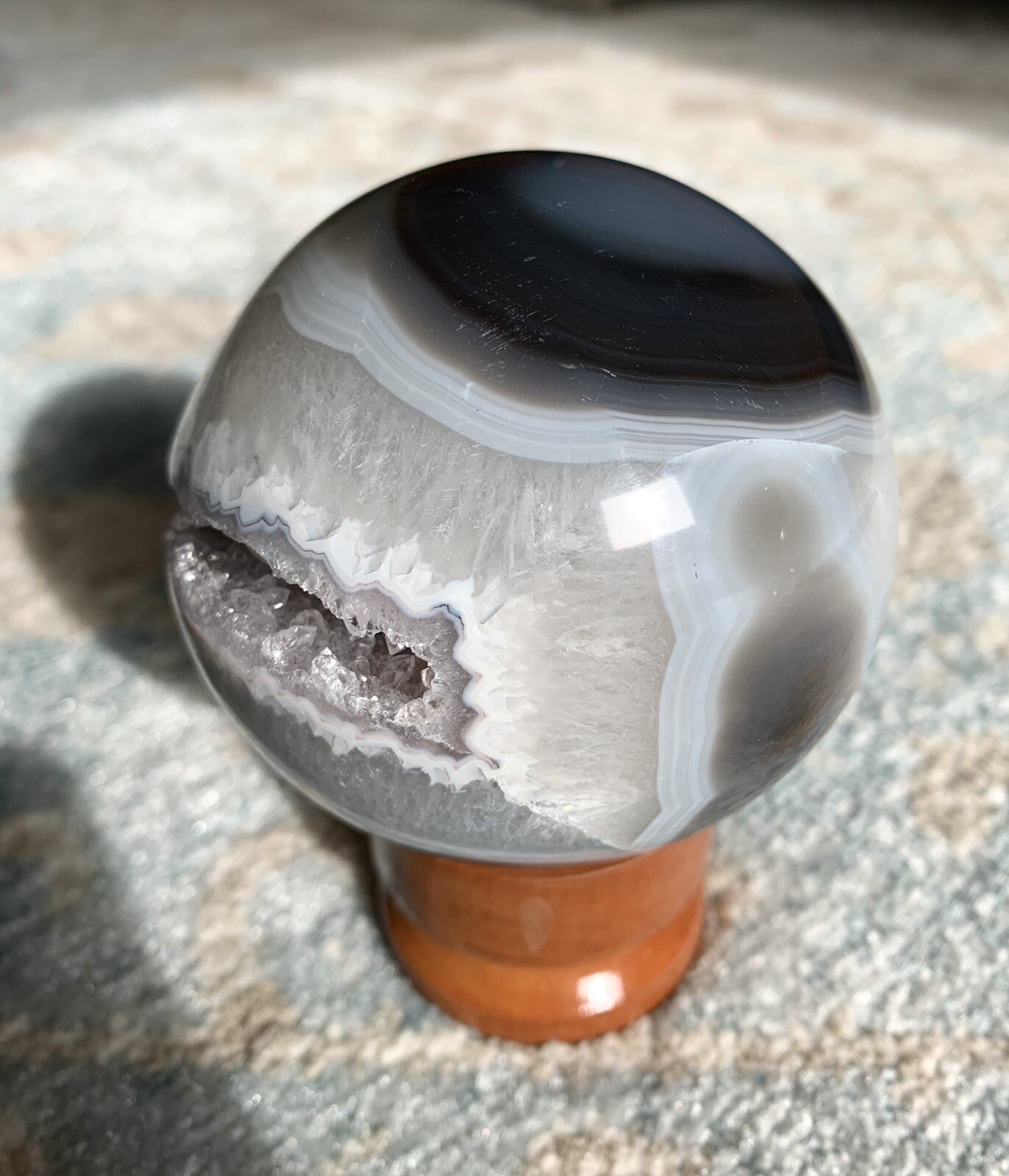 3in Agate Crystal Geode Sphere
