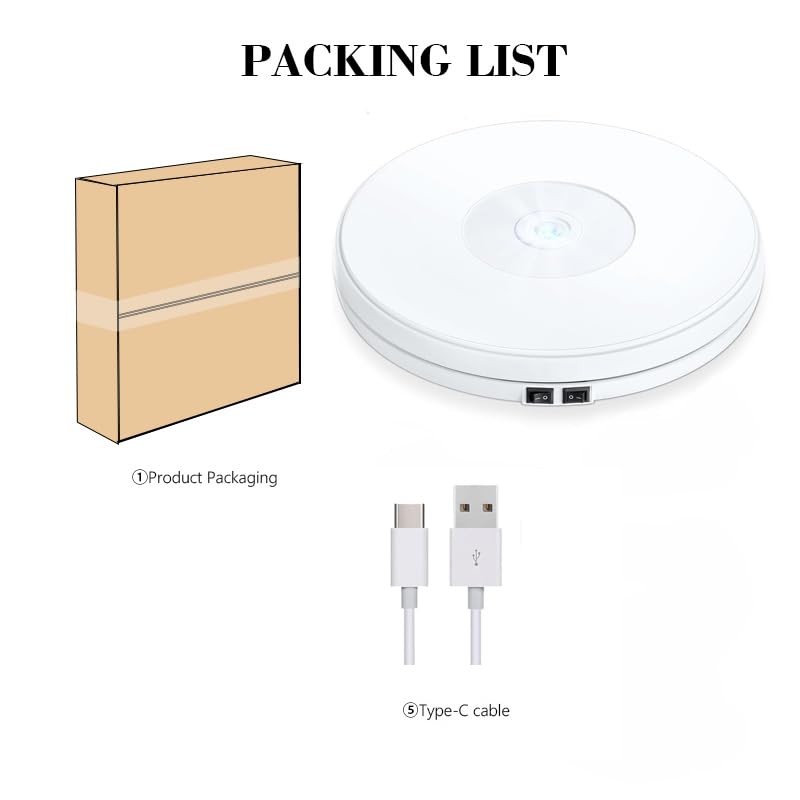 YVV LED Rotating Display Stand White 10 Inch 360° Motorized Turntable with LE…