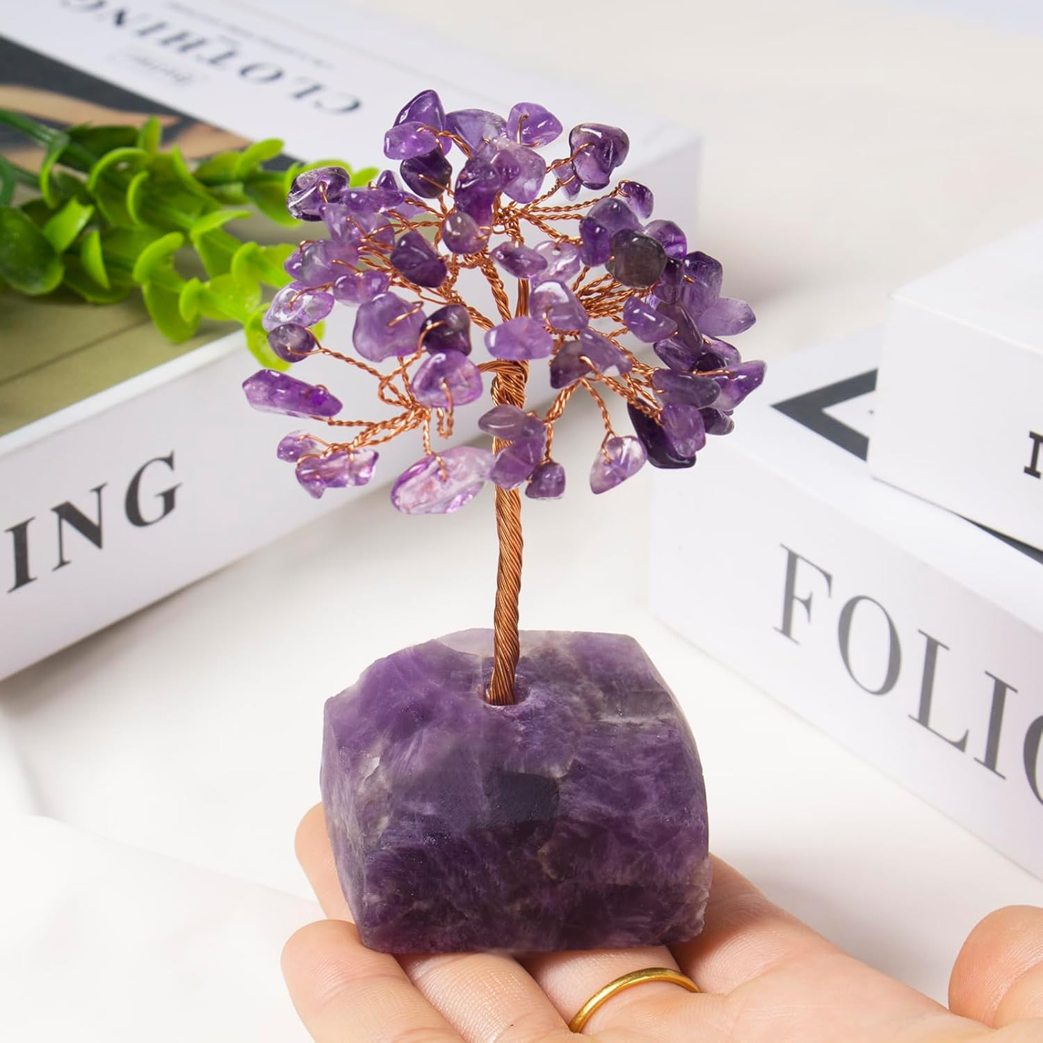 Amethyst Crystal Tree of Life,4 Inch Natural Healing Stones,Reiki Energy Money T