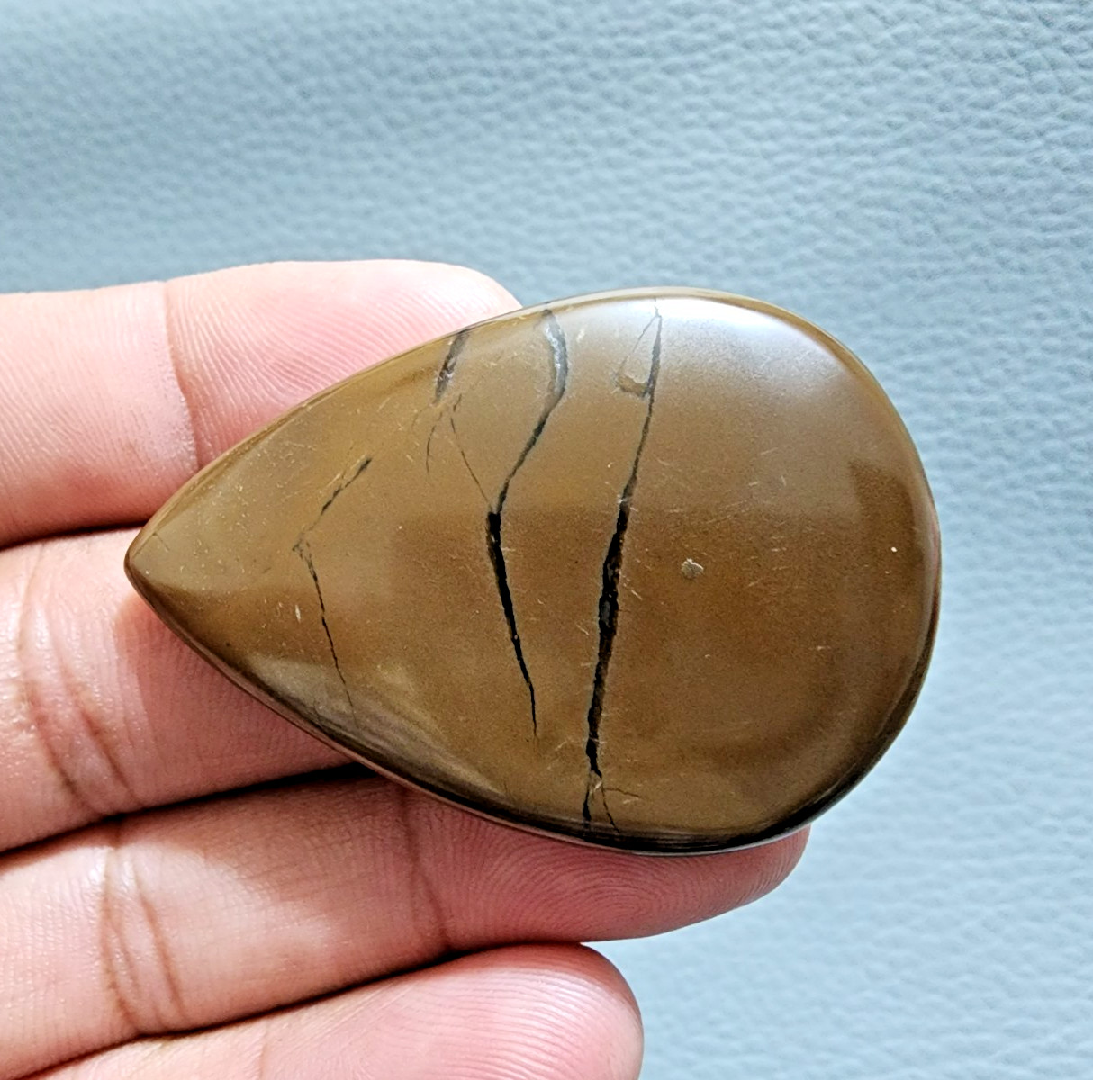 89 Crt Dragon Stone Coffee Color Septarian Crystal Pear Shape Gemstone Cabochon