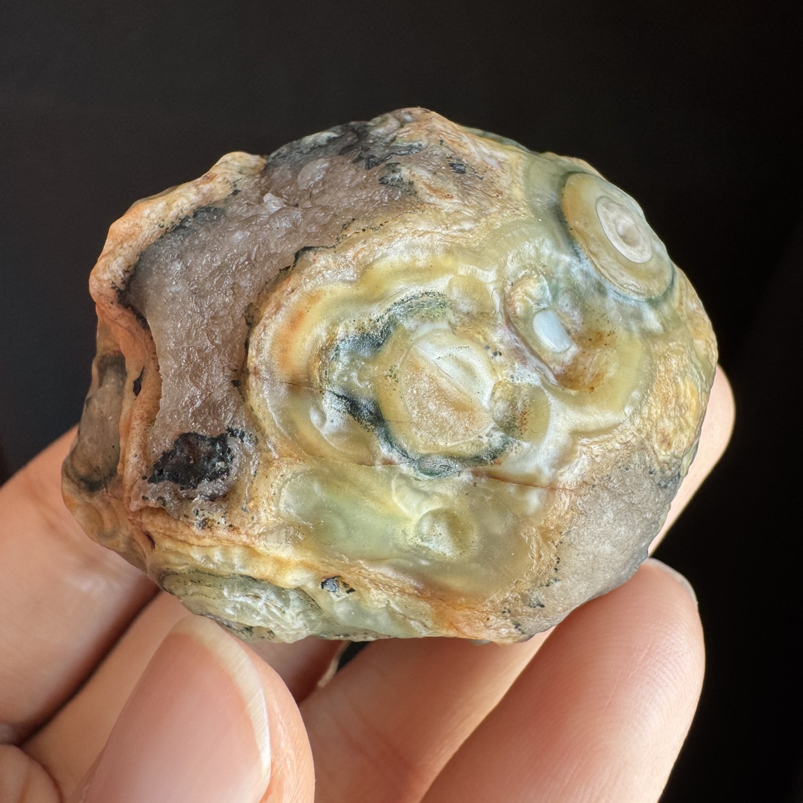 5cm/87g Natural Big Alxa Gobi Desert Colorful Eye Agate, Mongolia-1001