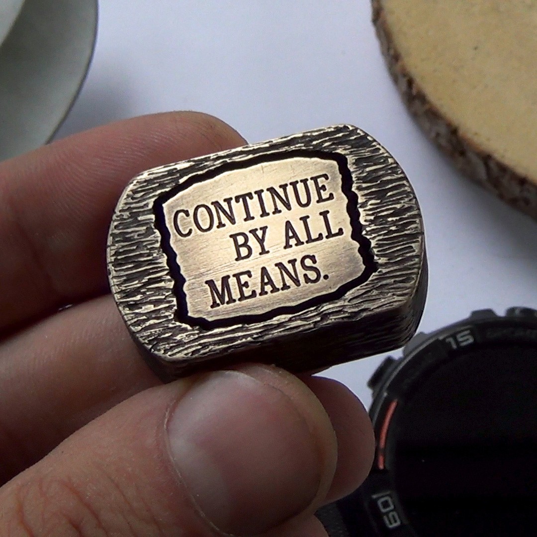 Brass Skeleton Motivational Coin Never Stop – Worry Stone Pocket Token Fidget To