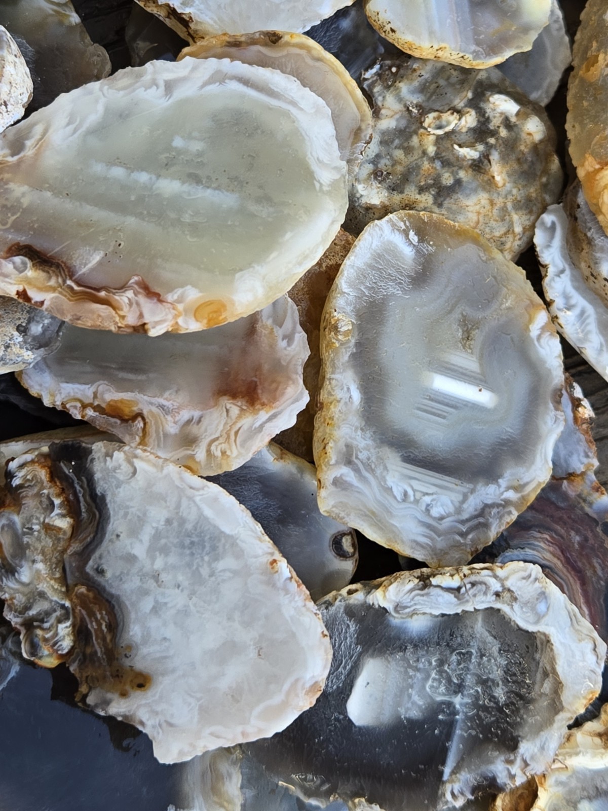 Oco Agate Geode Cut Halves and Slices – 1 Pound Lb – Solid Agate Tumbling Rough