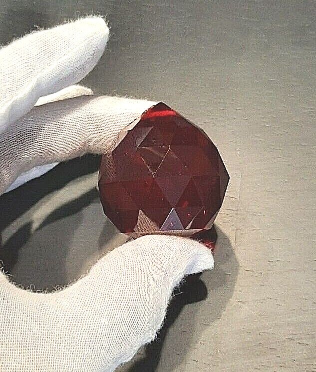 Hanging Crystal Balls Faceted Sphere 47mm RubyRed 10pcs Set Fung Shui Decolation