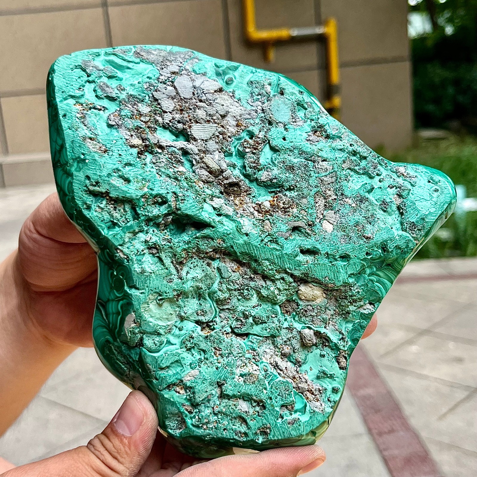 Authentic Malachite Stone Half Polish Half Raw Natural Patterns 3.4 lb
