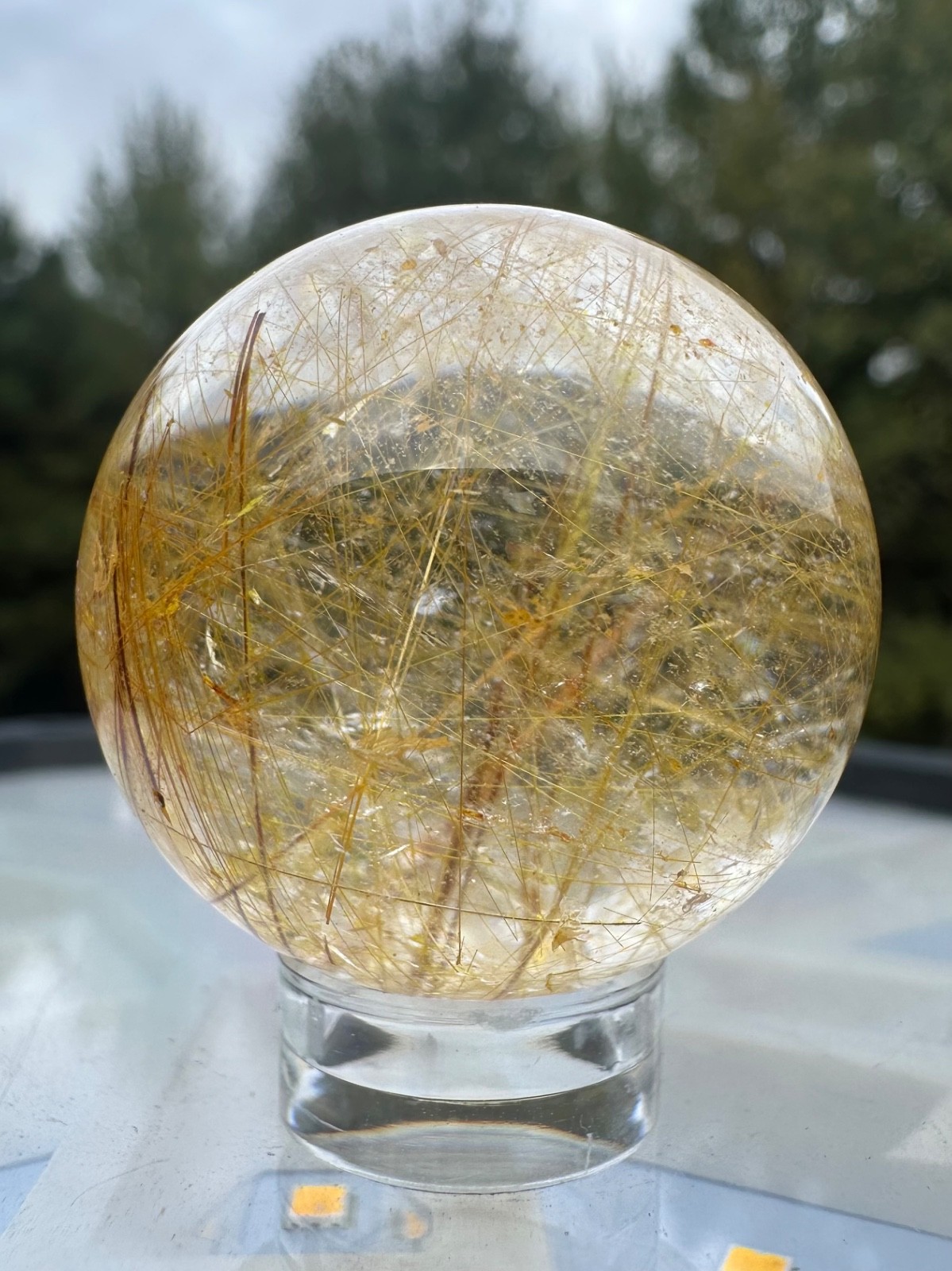 48g natural gold rutile sphere polished quartz crystal ball