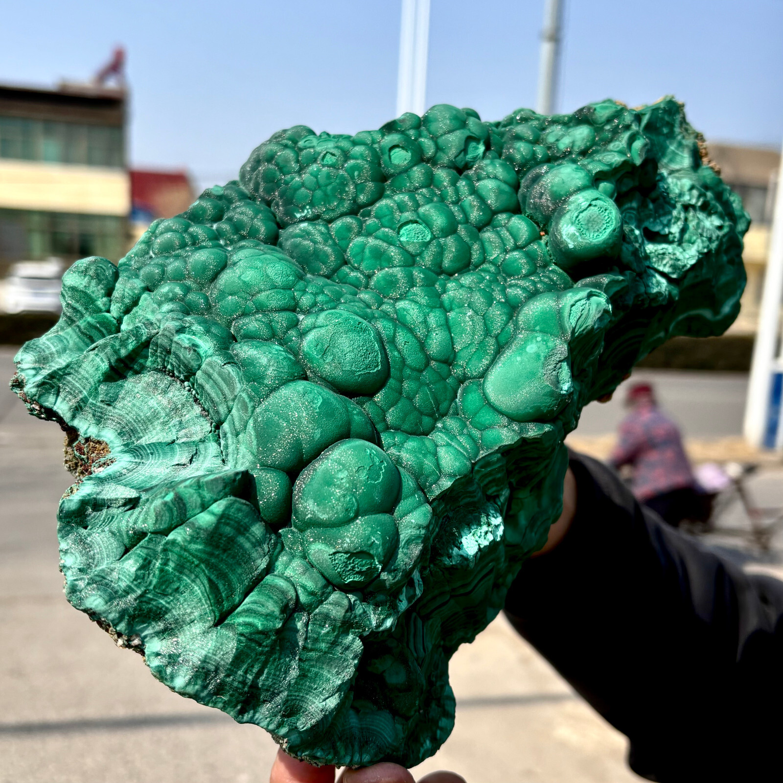 10LB natural glossy Malachite cat eye transparent cluster rough mineral sample