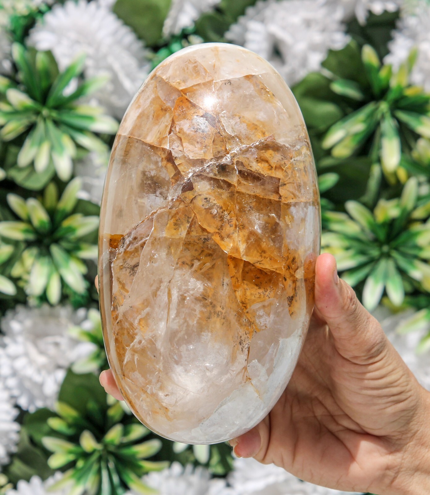 Polished 195MM Fire Quartz Stone Healing Charged Metaphysical Chakra Lingam