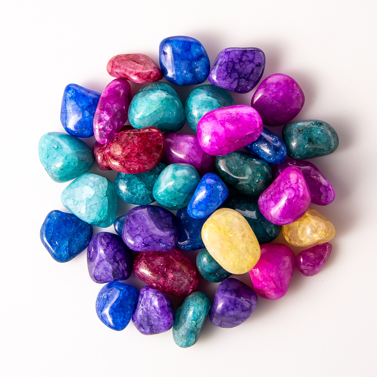 1/2 lb Tumbled Colorful Crackle Quartz Mix Gemstone Crystals 20-40 Stones Rocks