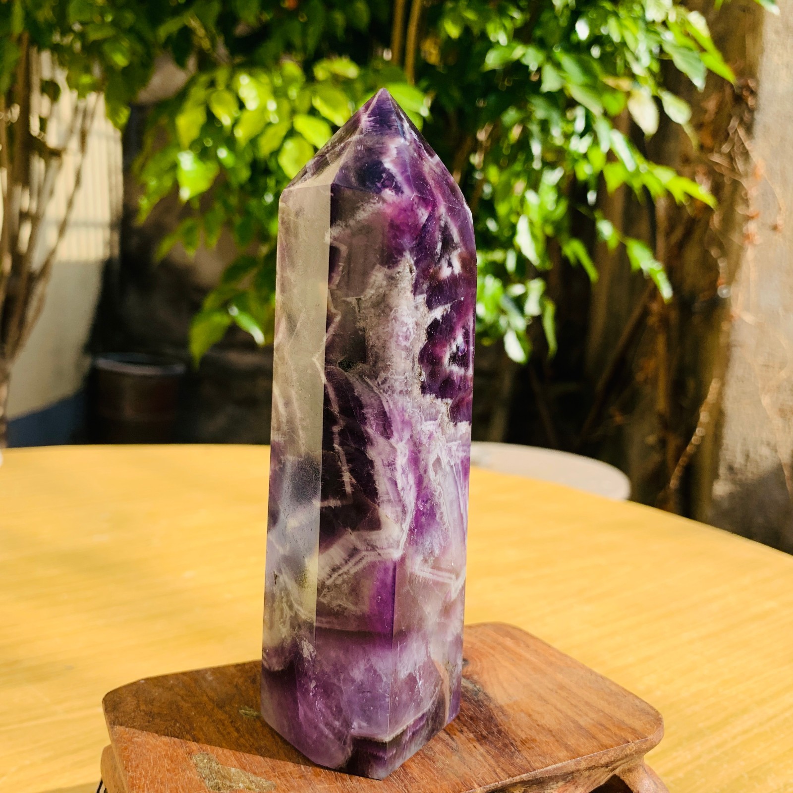 449g Natural Fluorite Healing Crystal Tower Point Obelisk Mineral Speci