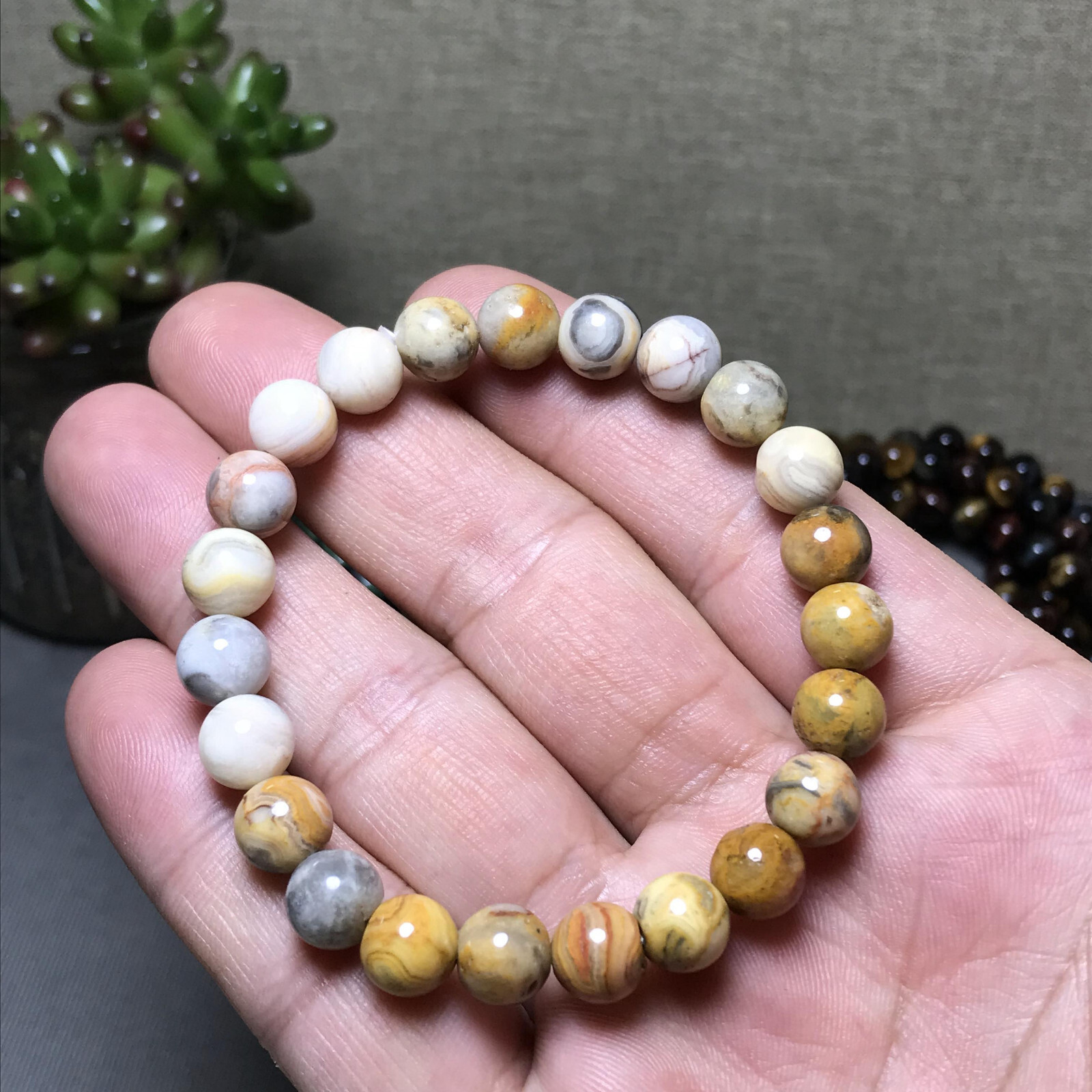 10Pcs Wholesal Natural Crazy agate bracelets Crystal ball sphere 8mm