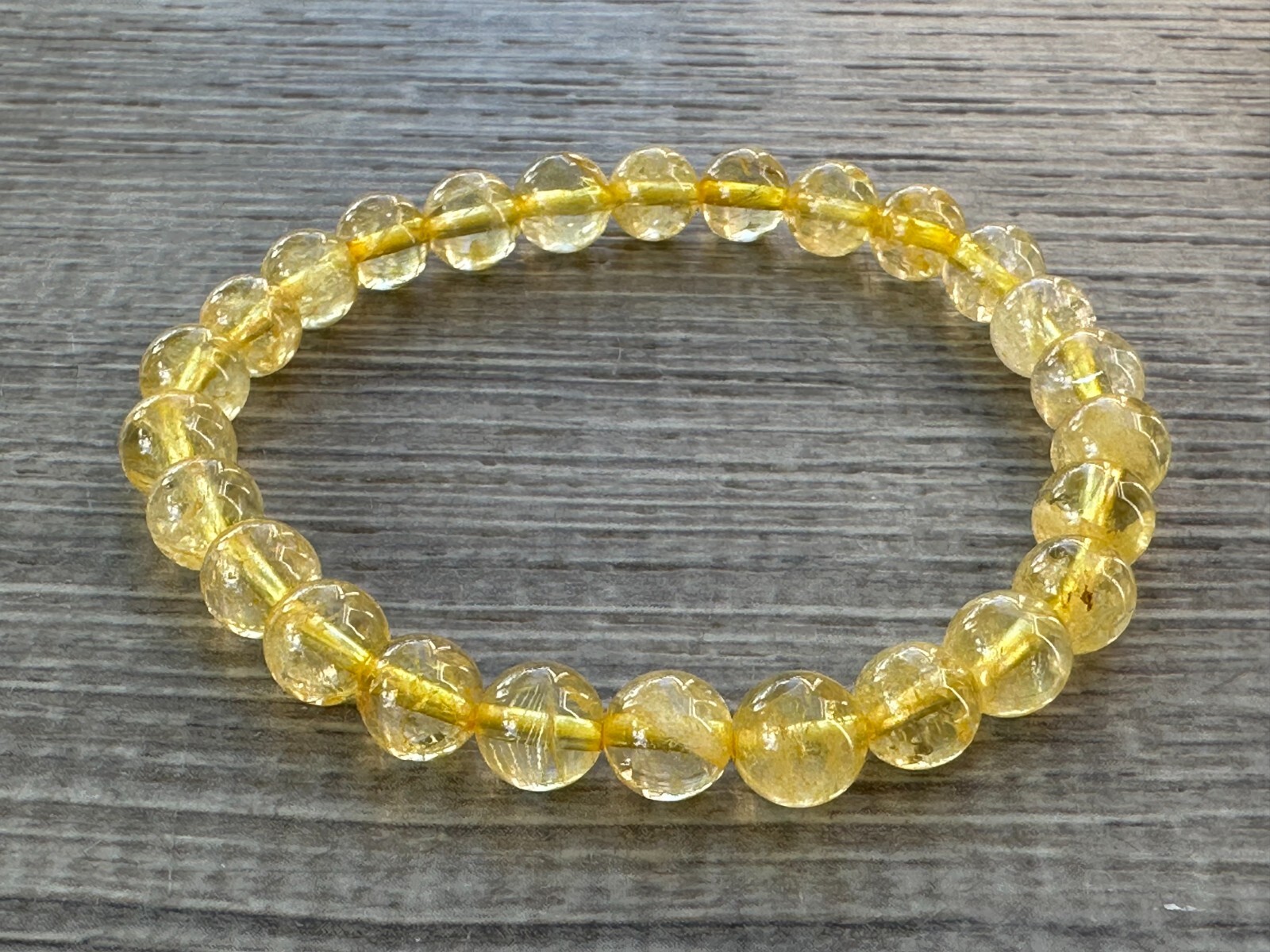 Grade A++ Citrine Crystal Bead Bracelet 6-7mm, Citrine Crystal Gemstone Bracelet