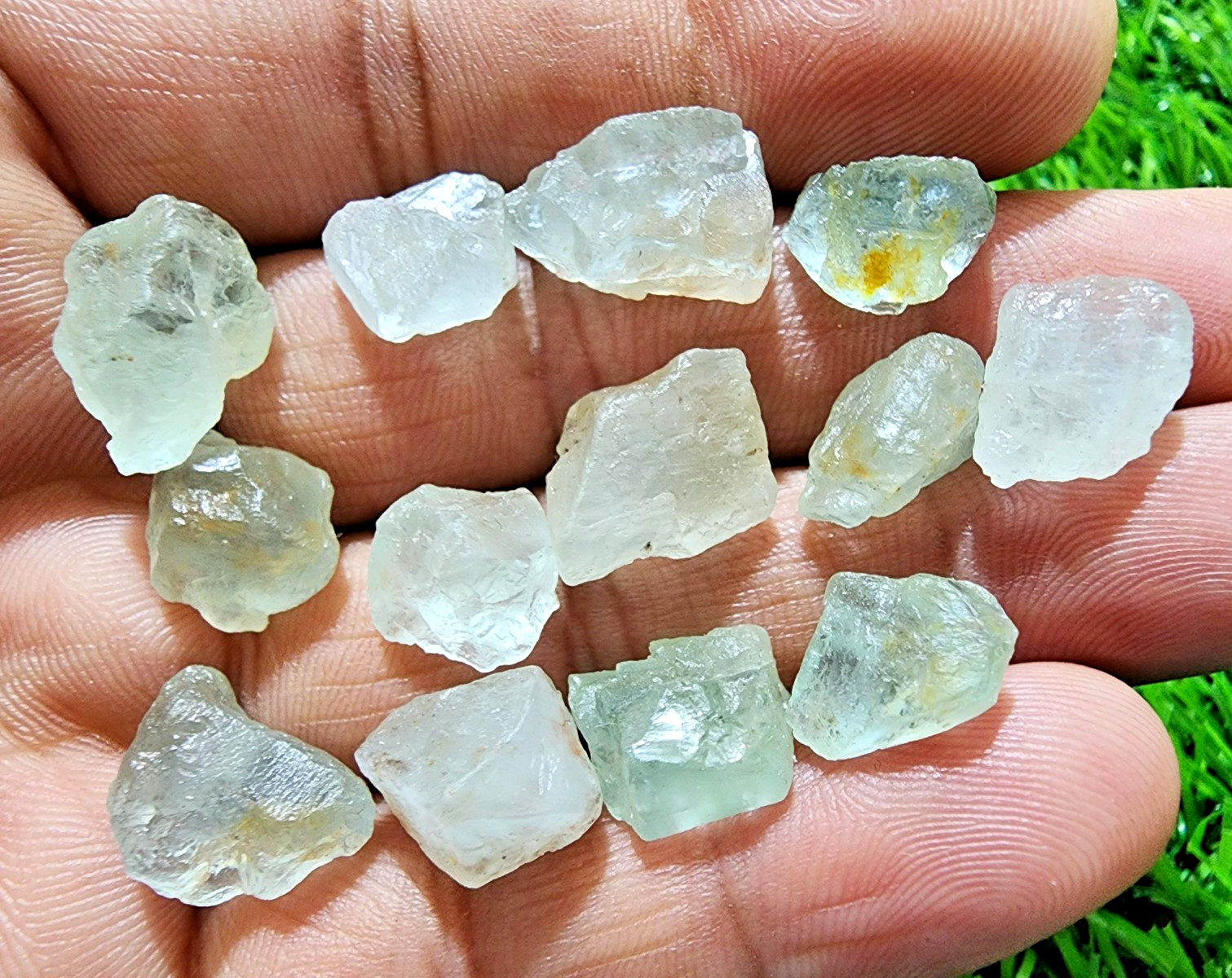 13Pcs Sky Blue Aquamarine Gemstone Rough Lot 10-16MM Aquamarine Rough Stone Bulk