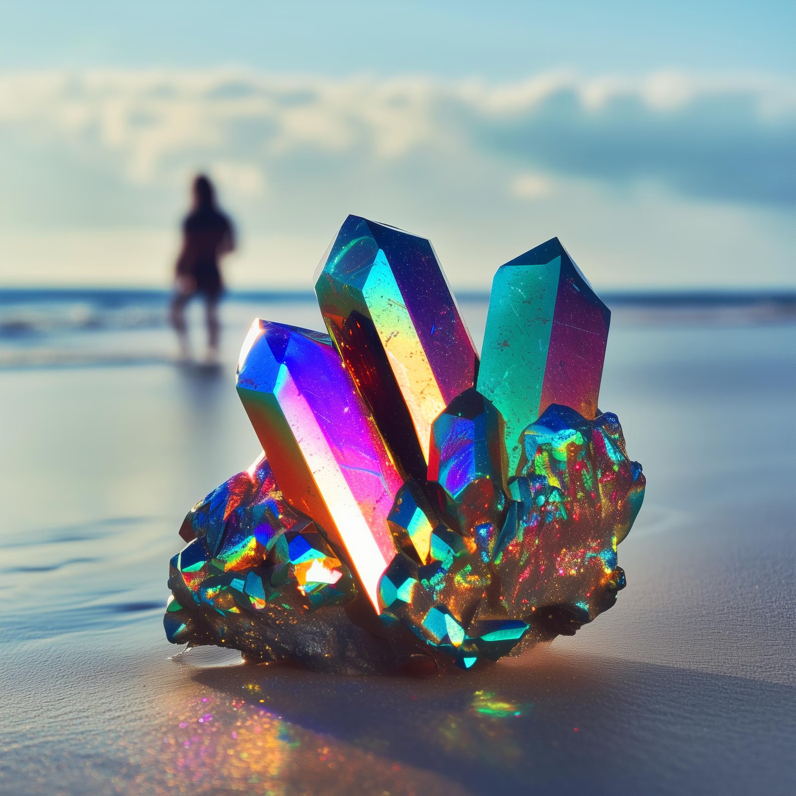 Titanium Rainbow Cluster Quartz Crystal Rock Crystal Gift Home Decor Art Stone