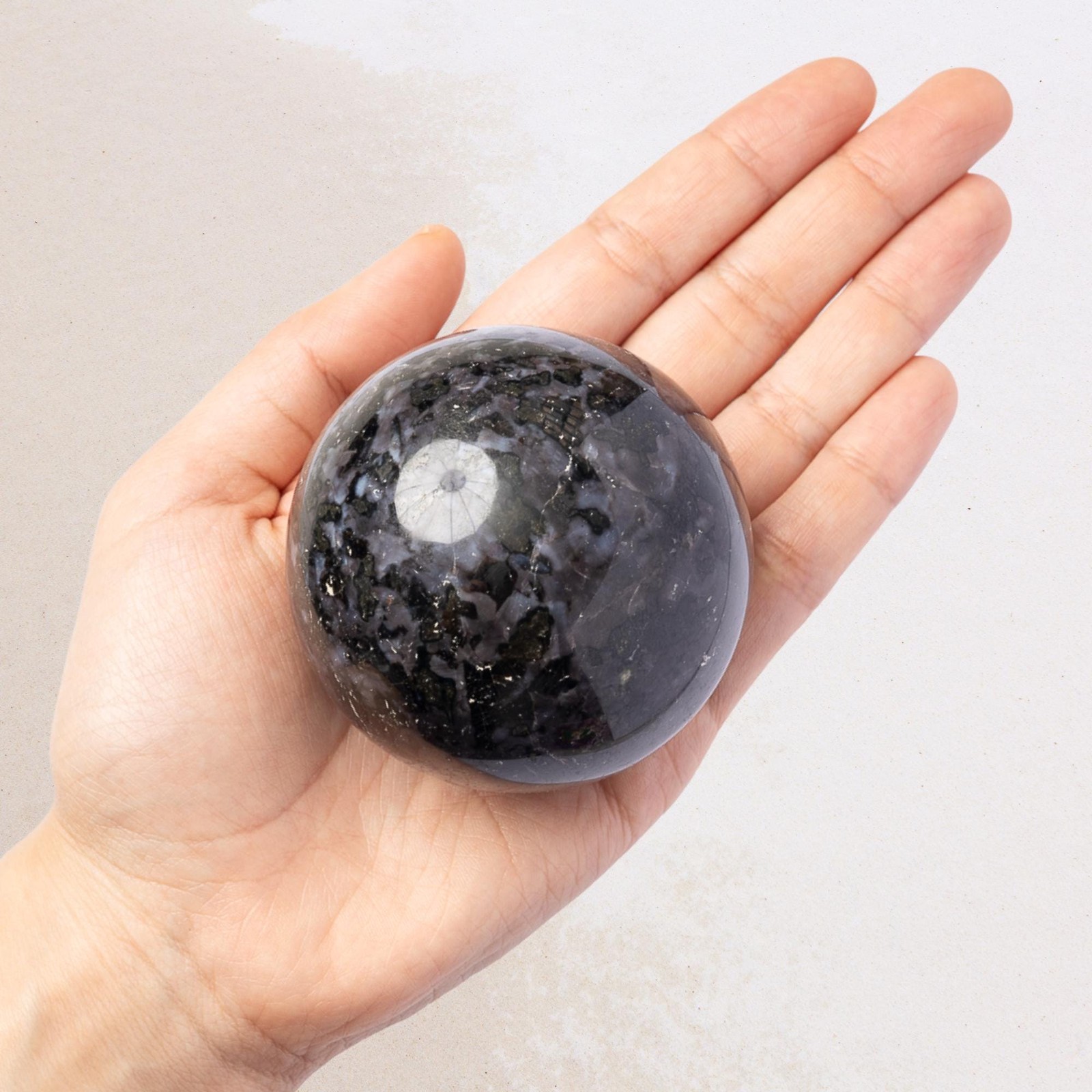 Indigo Gabbro Sphere with Stand Polished Crystal Ball Natural Stone Gift