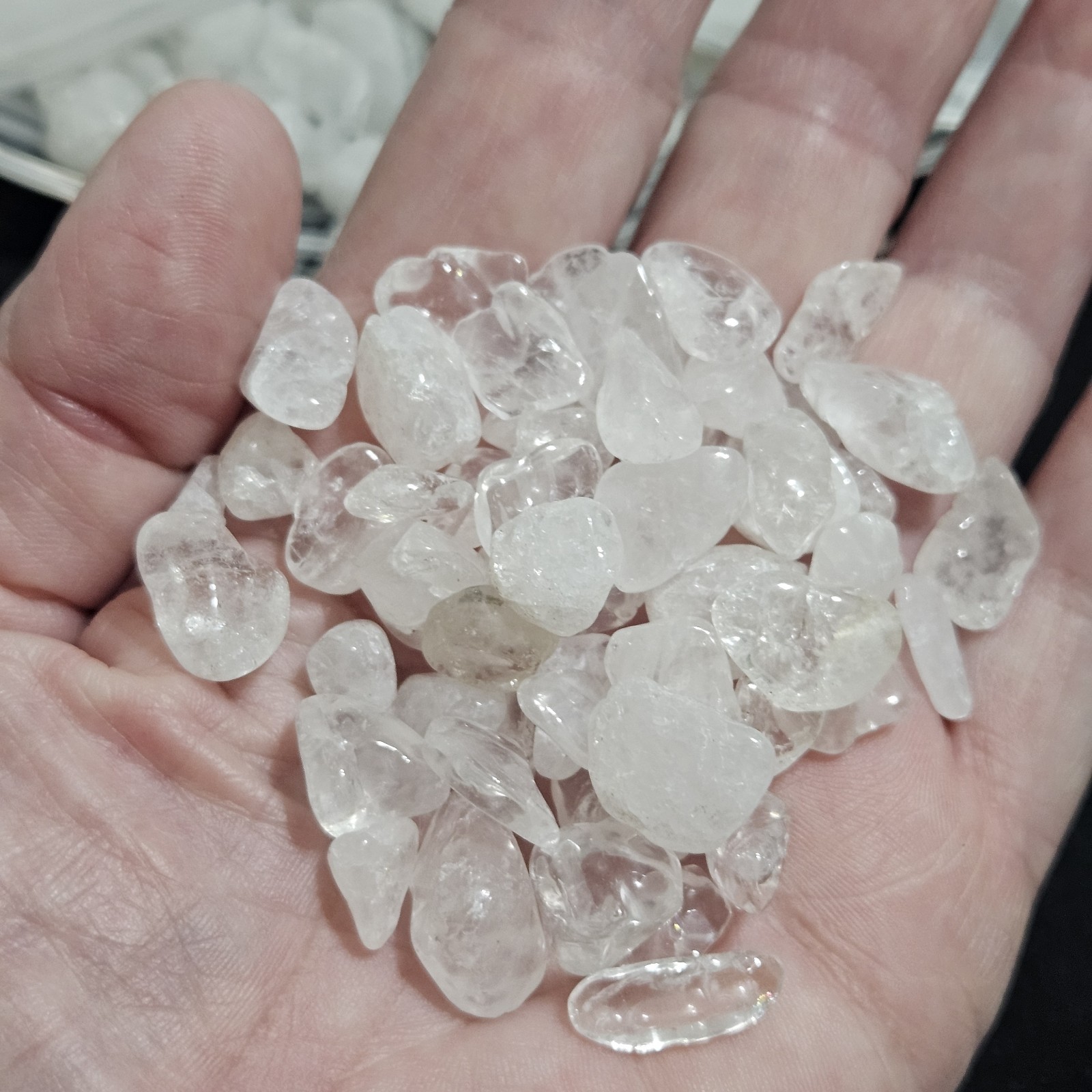 Natural Clear Milky Quart Crystal Tumbled Chips, Gemstone Nuggets, 284g, Crafts