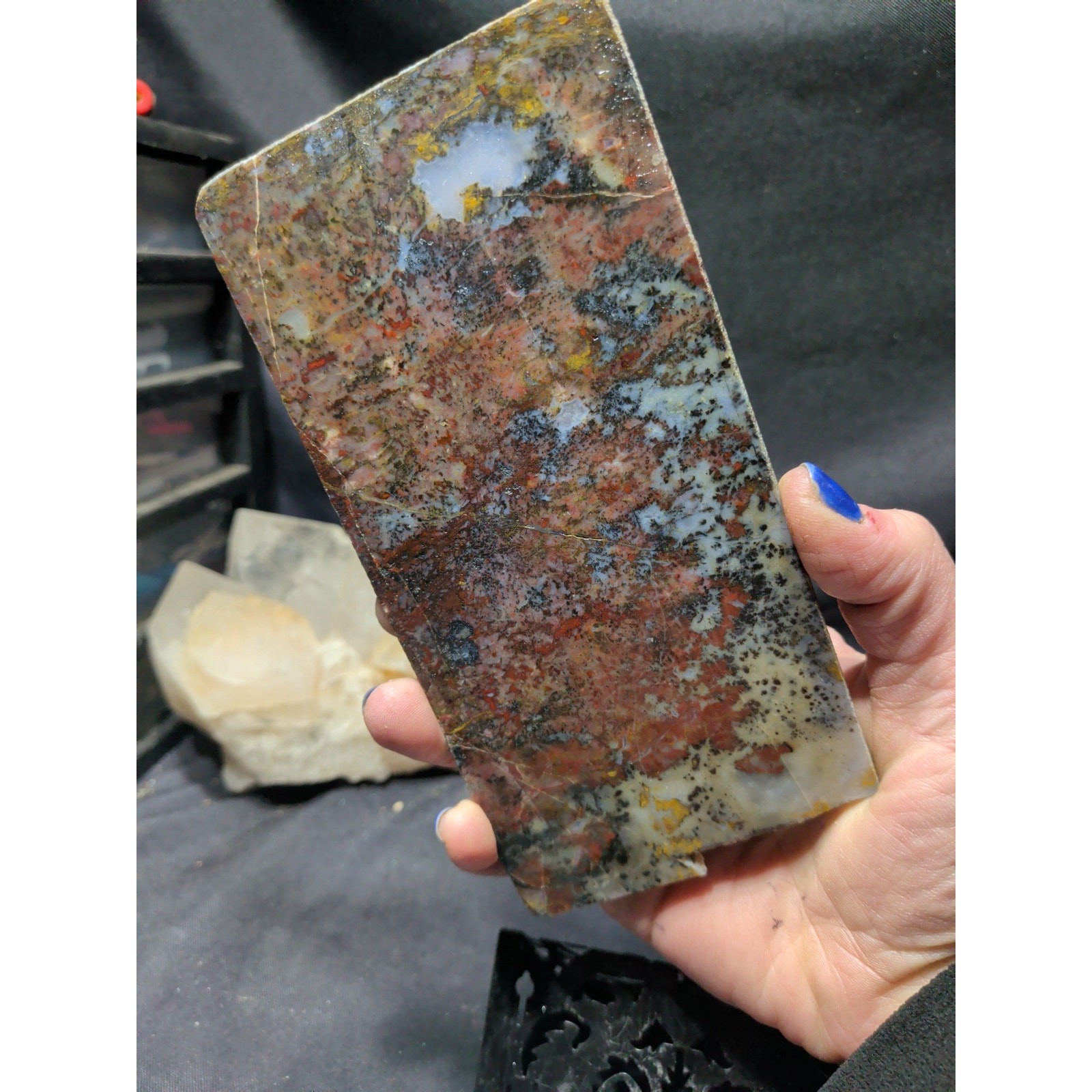 Jasper Dendric Multicolored Polished Slab Specimen (165 Grams)