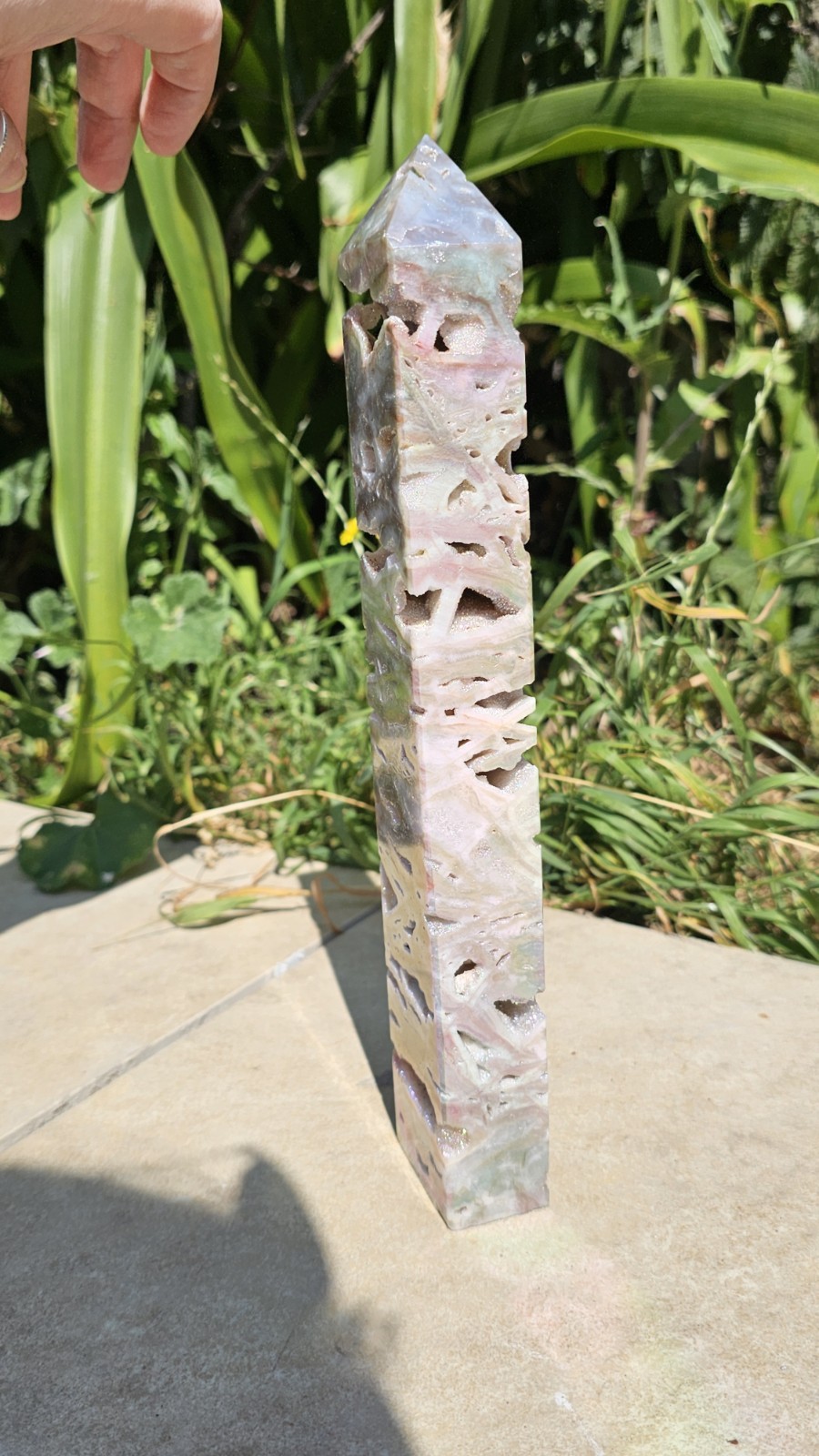 large Druzy Rainbow Angel Aura sphalerite crystal tower 755g 26.2cm