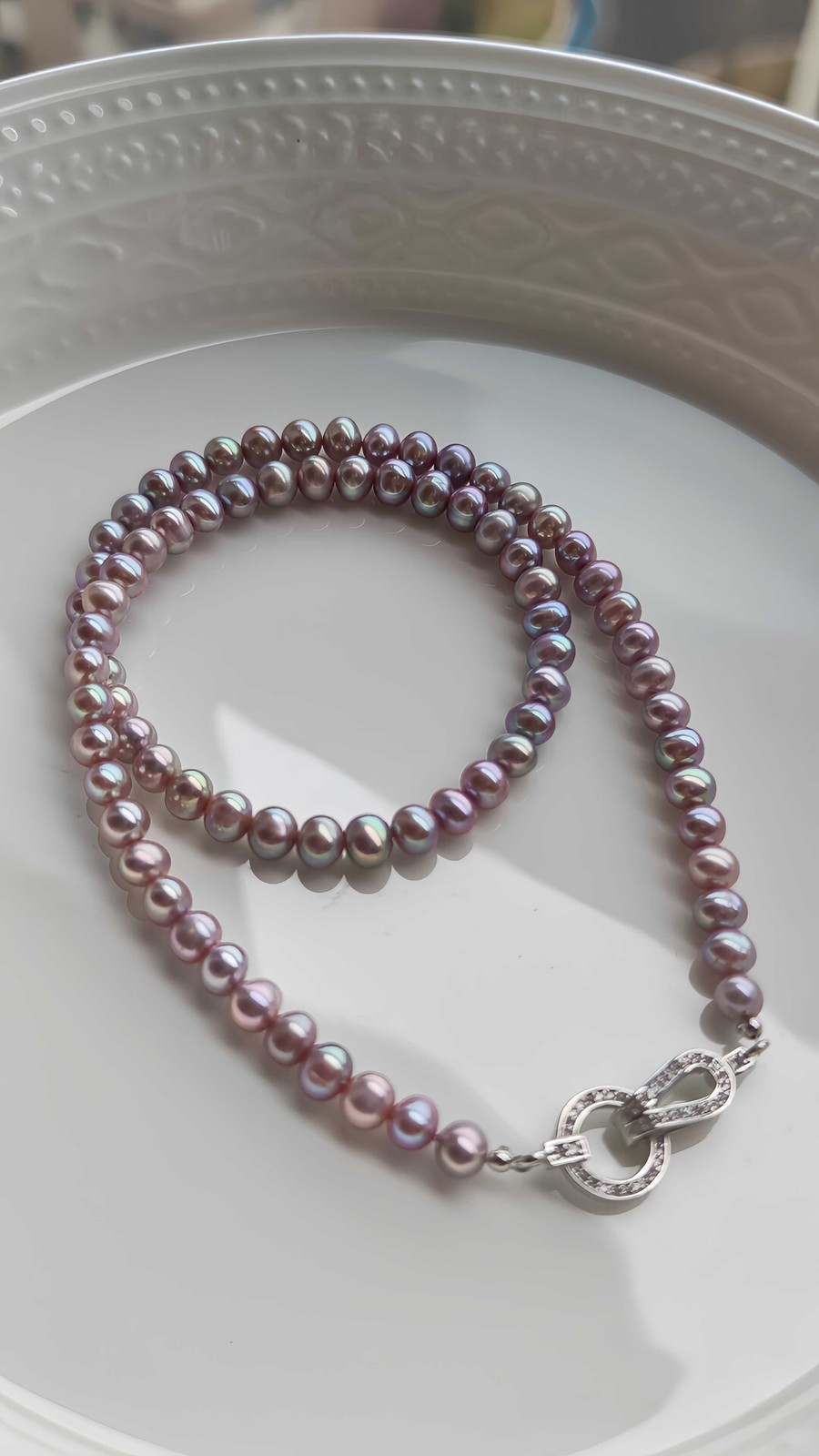 Fairy Purple No-Core Freshwater Pearl Necklace 6mm Natural Oval Near-Round