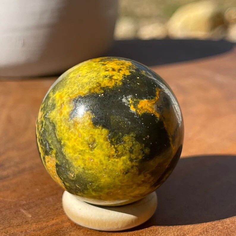 Bumblebee Jasper Crystal Sphere #W- 37mm Black yellow jasper Indonesia Old Stock