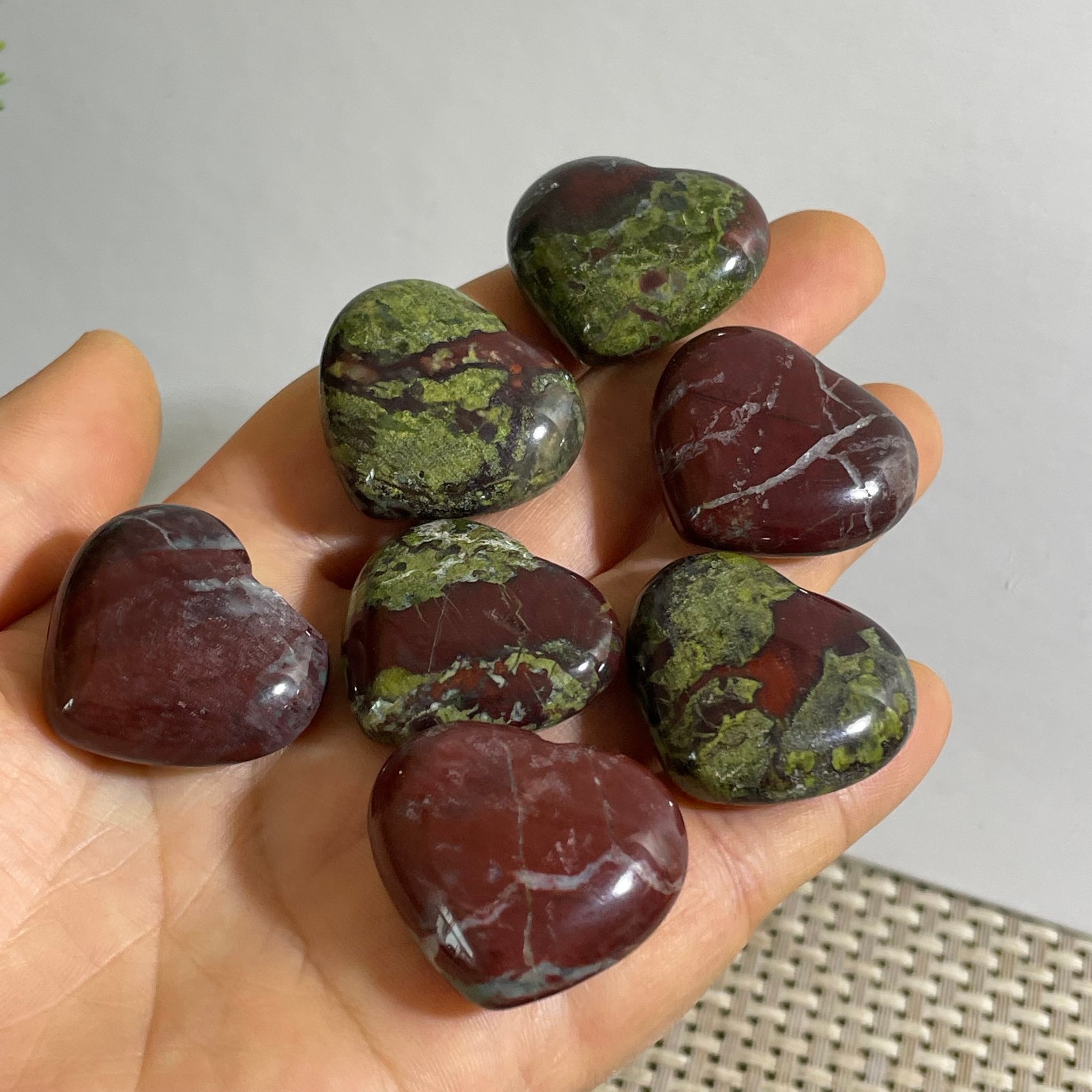 88g Raw dragon blood stone Jasper polishing polished Crystal 7pcs