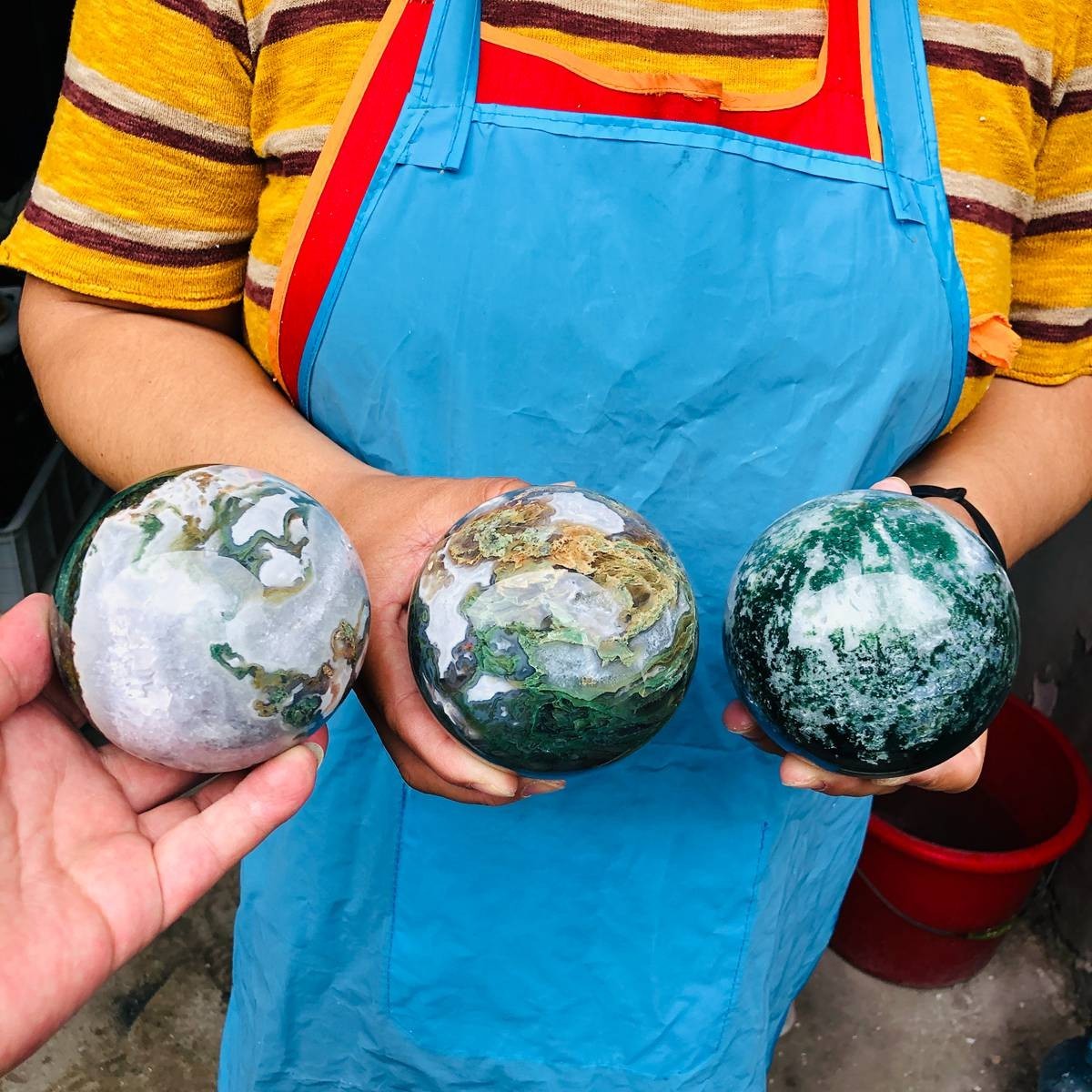 3 pieces 2650g Natural aquatic Agate Ball Quartz Crystal Sphere Healing 2110