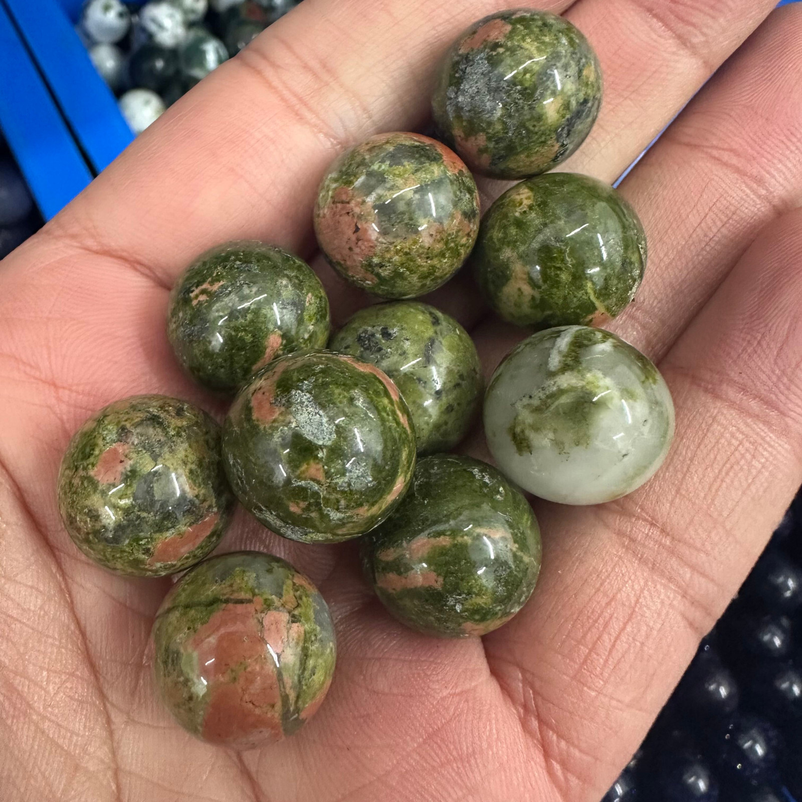 5PC Natural Unakite Ball Quartz Crystal Sphere Energy Healing Stone Gift