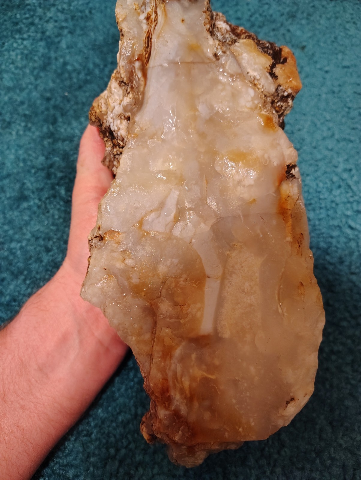 MUSUEM QUALITY!uncut carnelian/opal/Calcite Crystal Inclusions limb cast, 10lb.