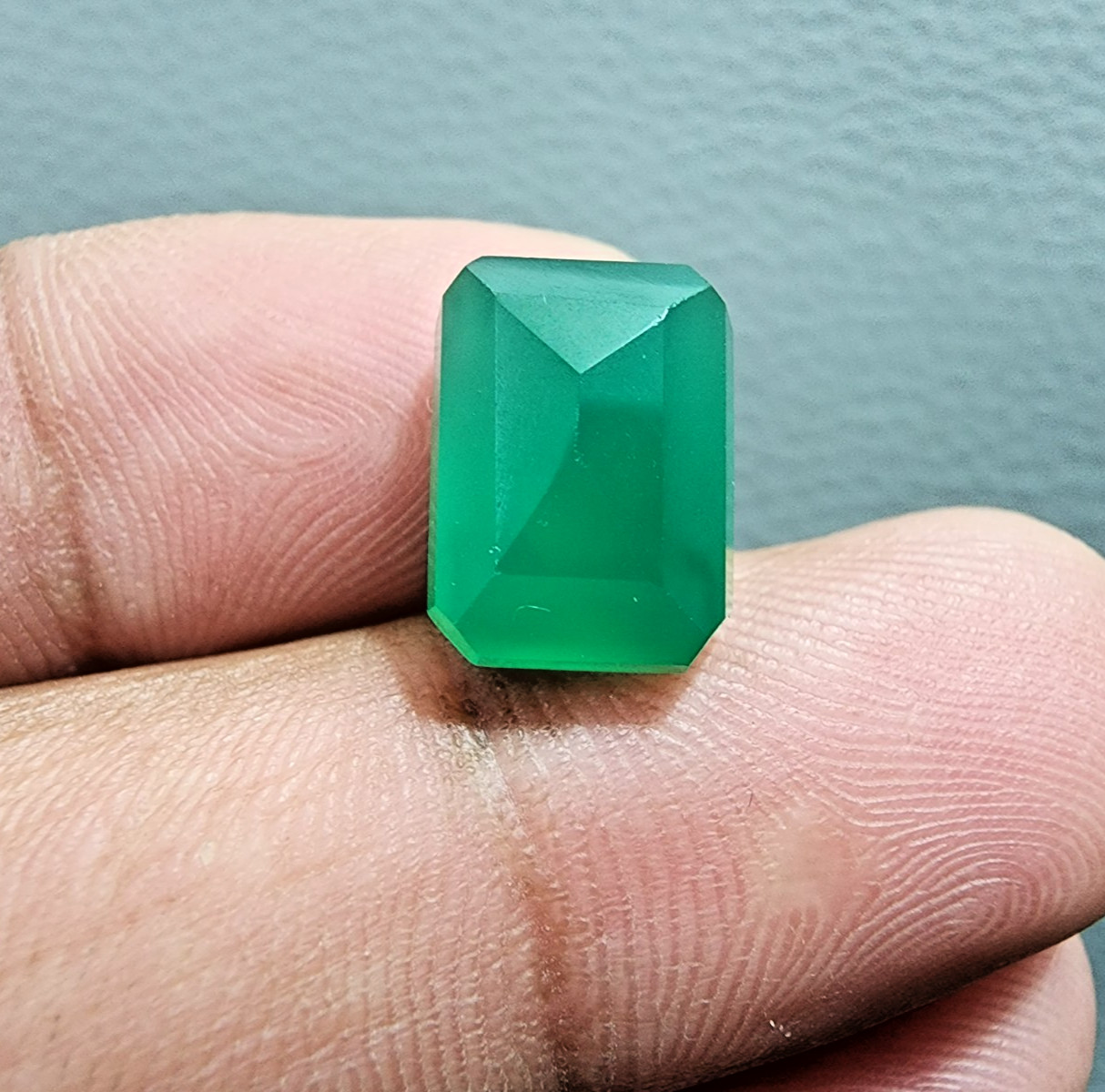 13X10X7MM Green Onyx Faceted Emerald Cut Loose Gemstone Jewelry For Ring 8 Crt