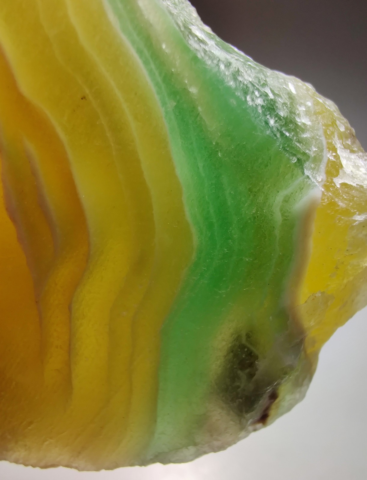 Rainbow Fluorite, cut slab, great color! fluorescent. Argentina. 86 grams.